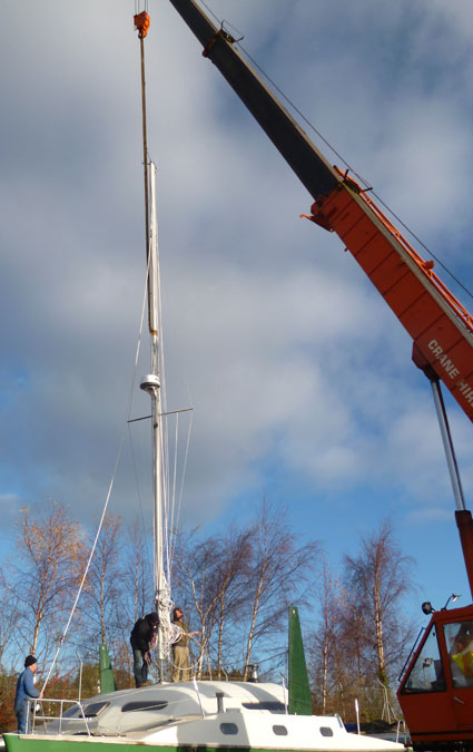 Mast being stepped